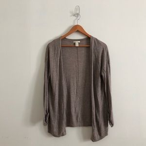 H&M Basics Oatmeal Roll-Cuff Cardigan